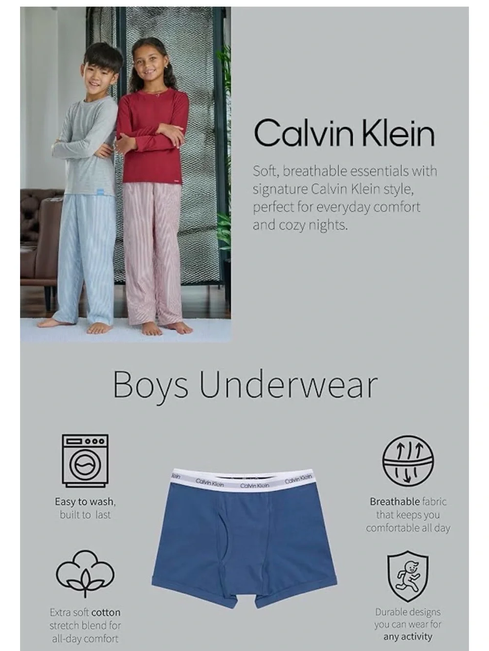Calvin Klein Boys Underwear Four Pack Boxer Brief Value Pack Boys Size M 8/10